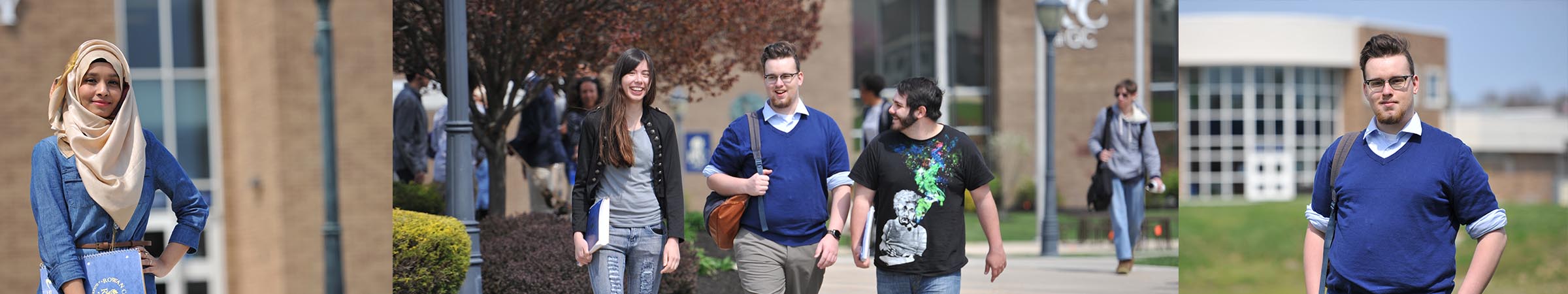 Rowan College students outside on campus