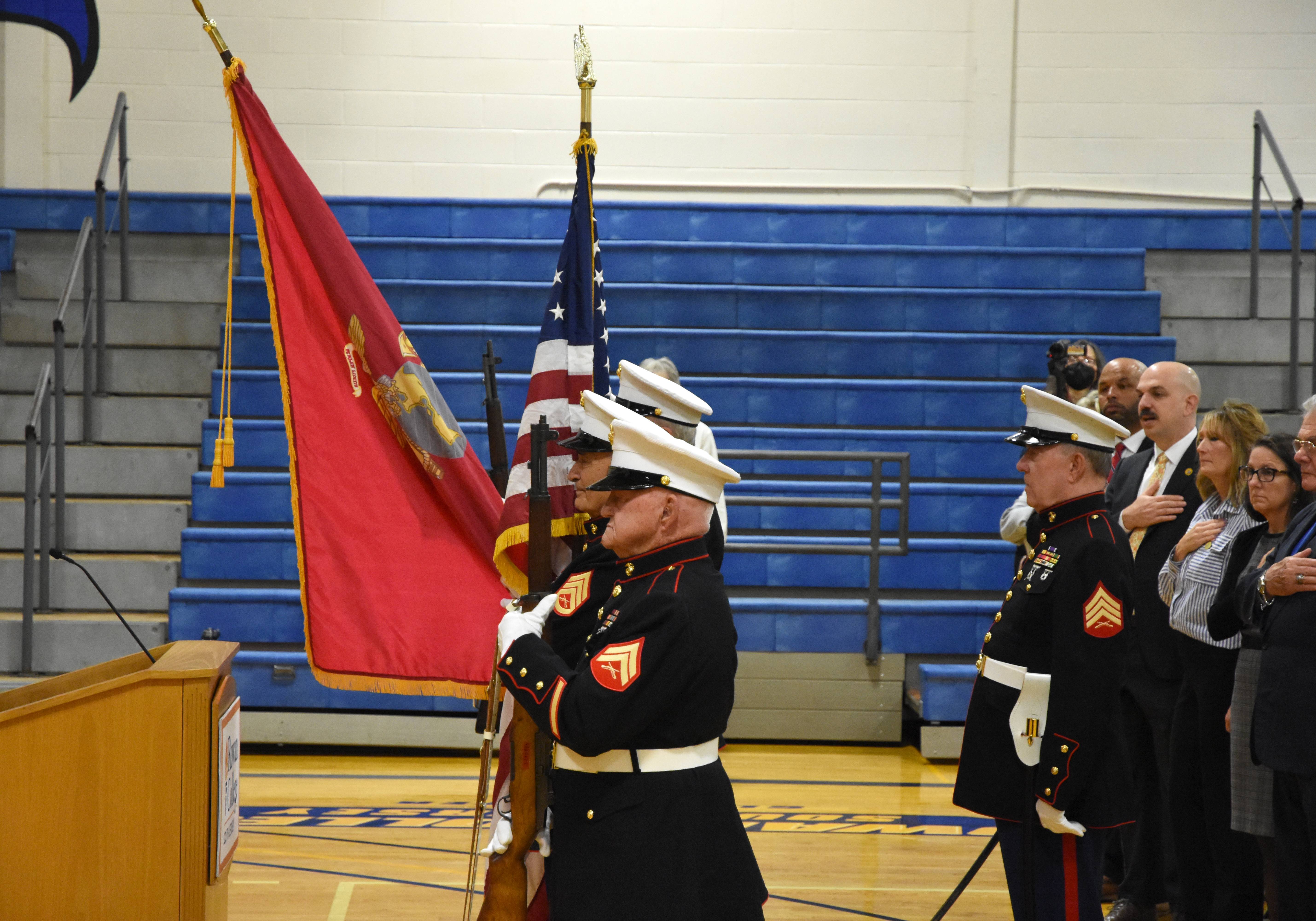 Veteran's performing a drill