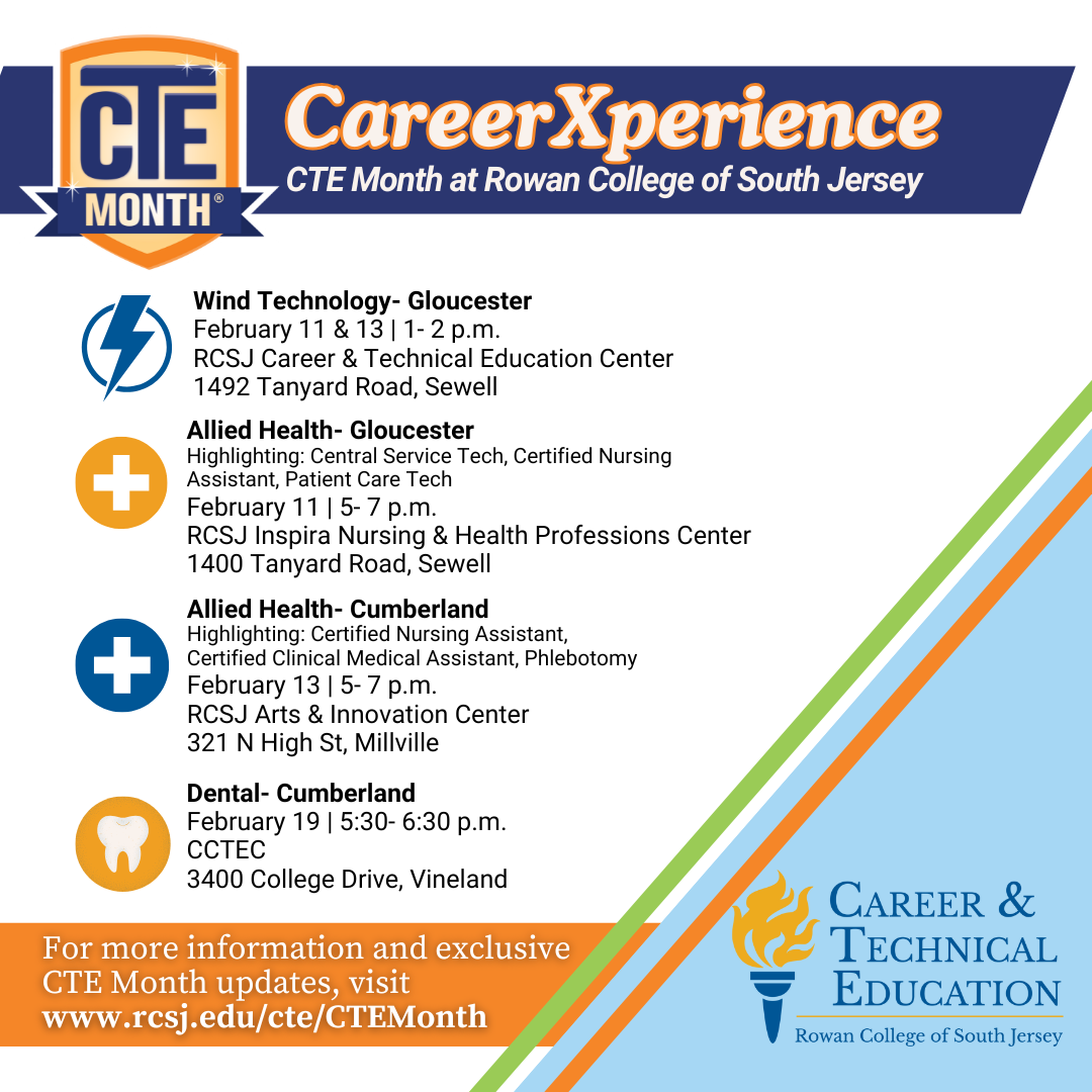 Image of CTE Month Flyer with workshops listed.