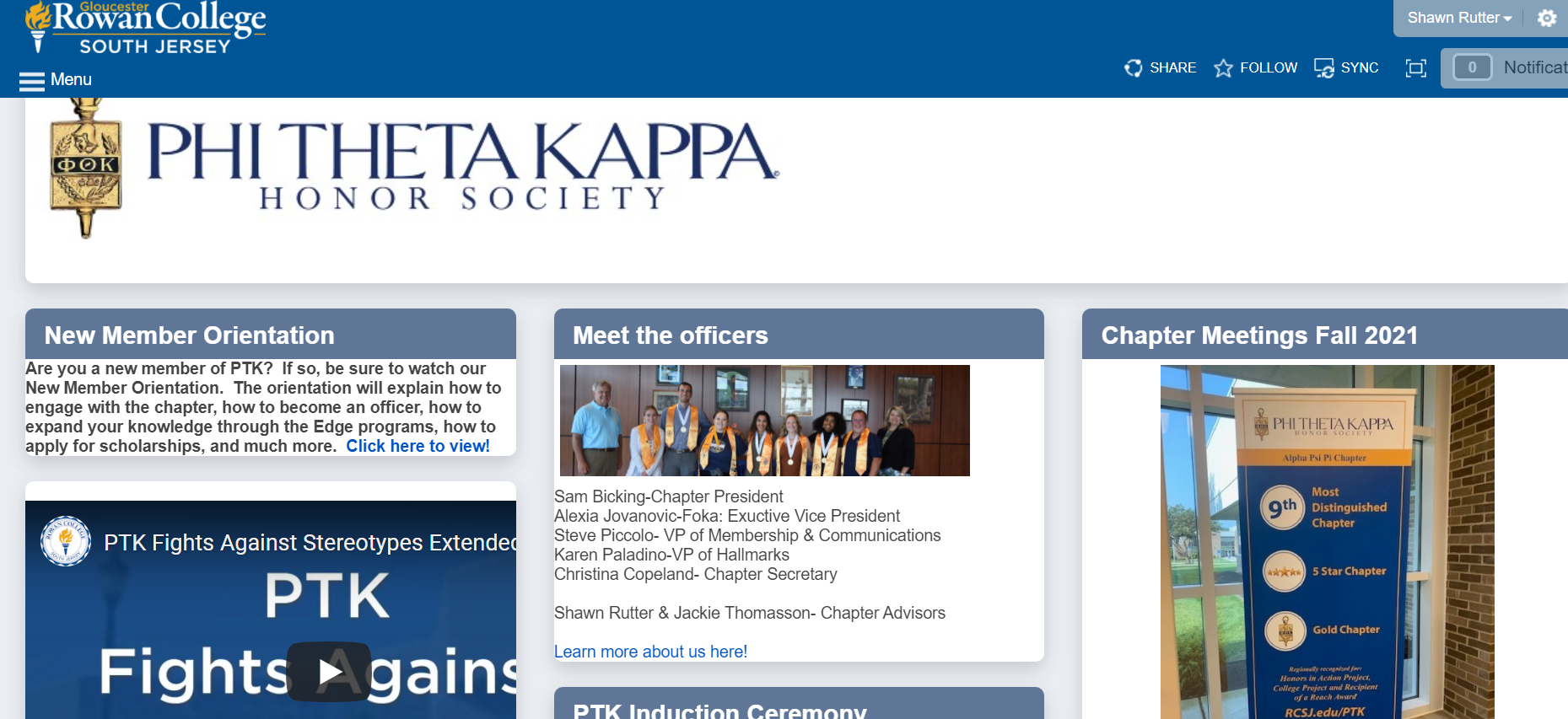 PTK Portal Page, Phi Theta Kappa