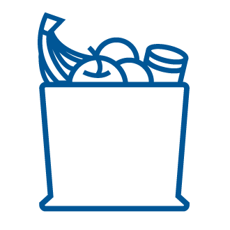 outline drawing of a bag of groceries